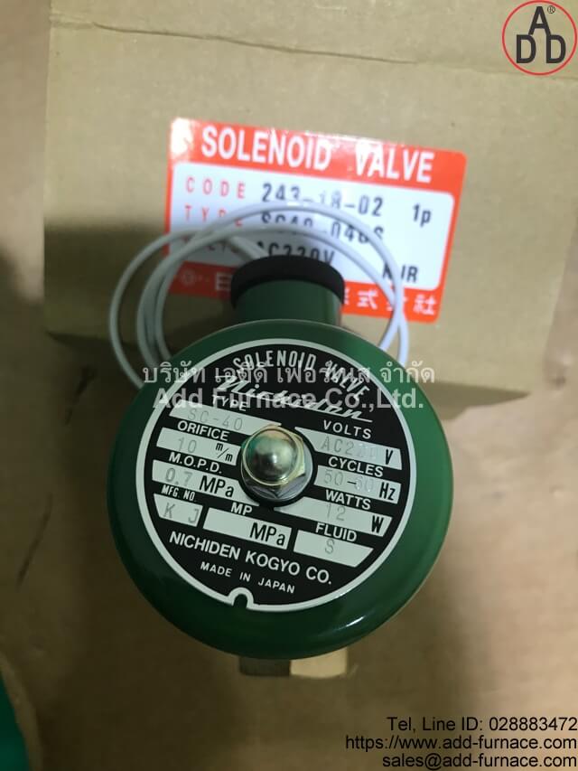 Nichiden Solenoid Valve,Type SC-40|SC-60|SC-70|SD-20|SD-30 (2) 